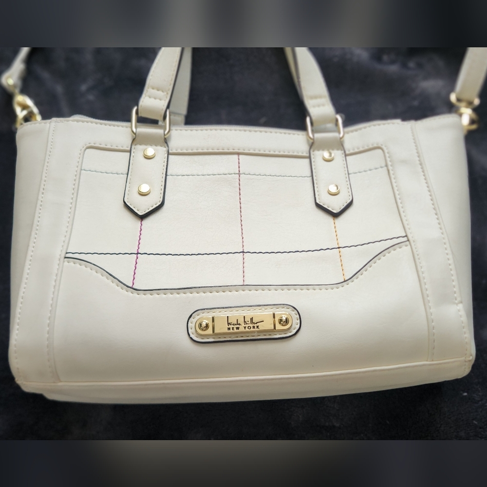 Nicole Miller Cream and Gold Shoulder Bag Classic Design